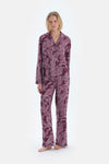 Mürdüm Şal Desenli Dokuma Pantolon Pijama Altı