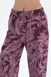 Mürdüm Şal Desenli Dokuma Pantolon Pijama Altı