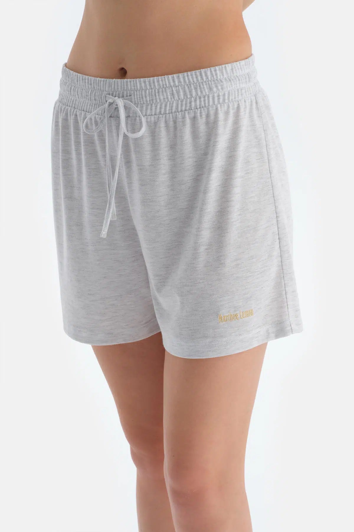 Gri Melanj-Sarı Penye Modal Ikili Şort