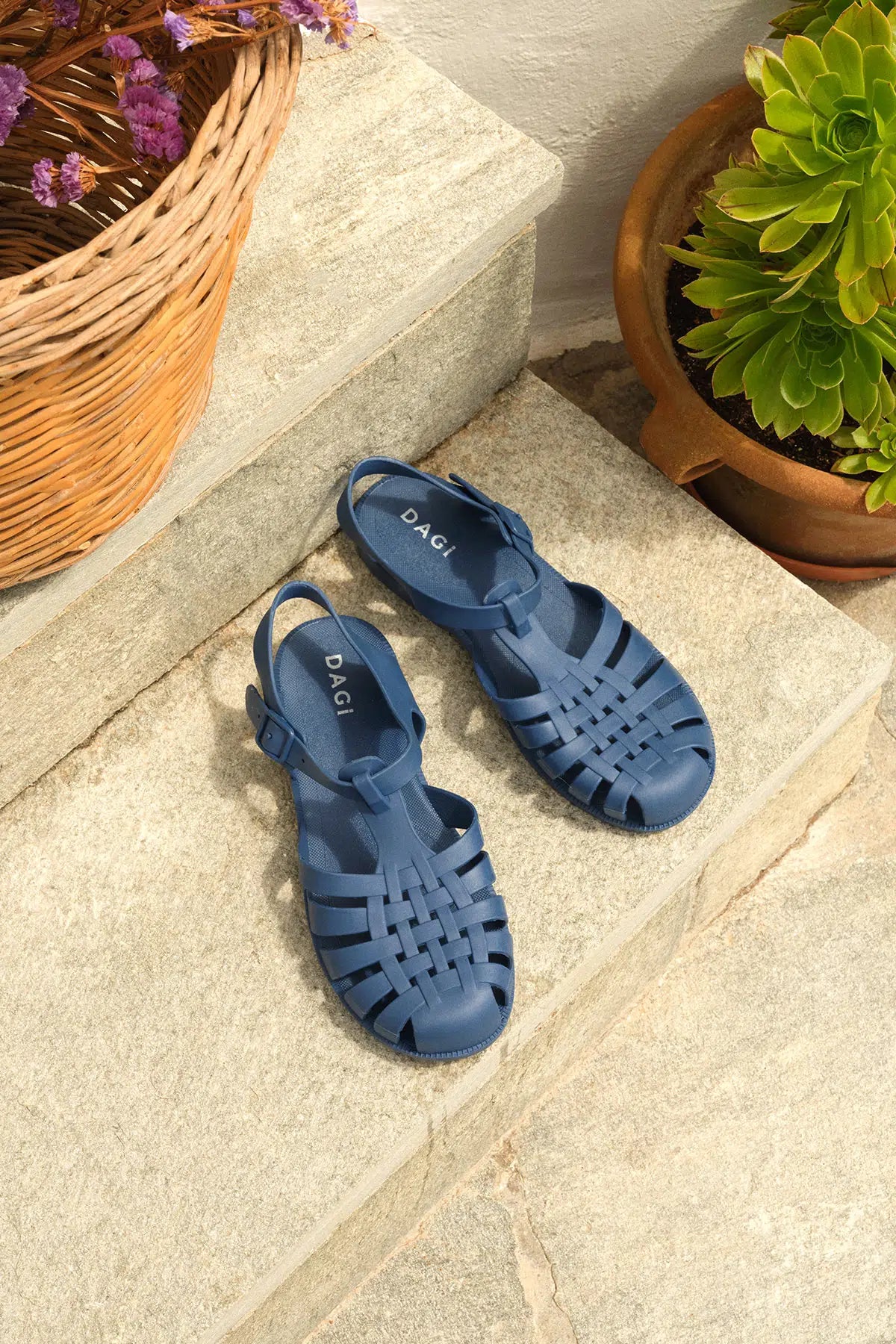 Lacivert Kadın Bantlı Mat Jelly Sandalet