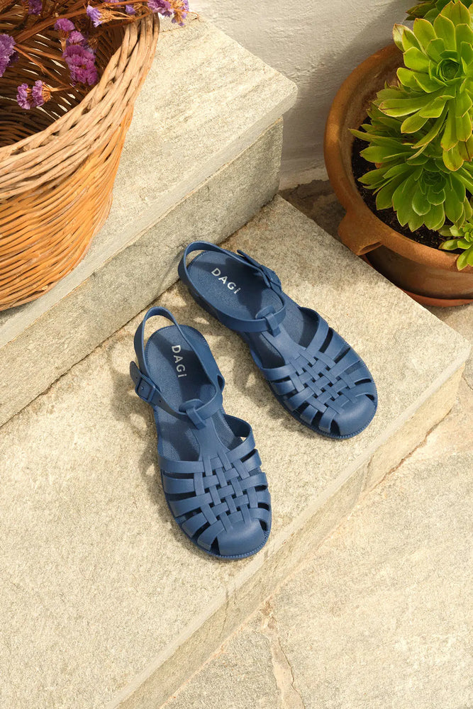 Lacivert Kadın Bantlı Mat Jelly Sandalet