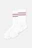 Beyaz Kadın Çizgi Desenli Spor Çorap