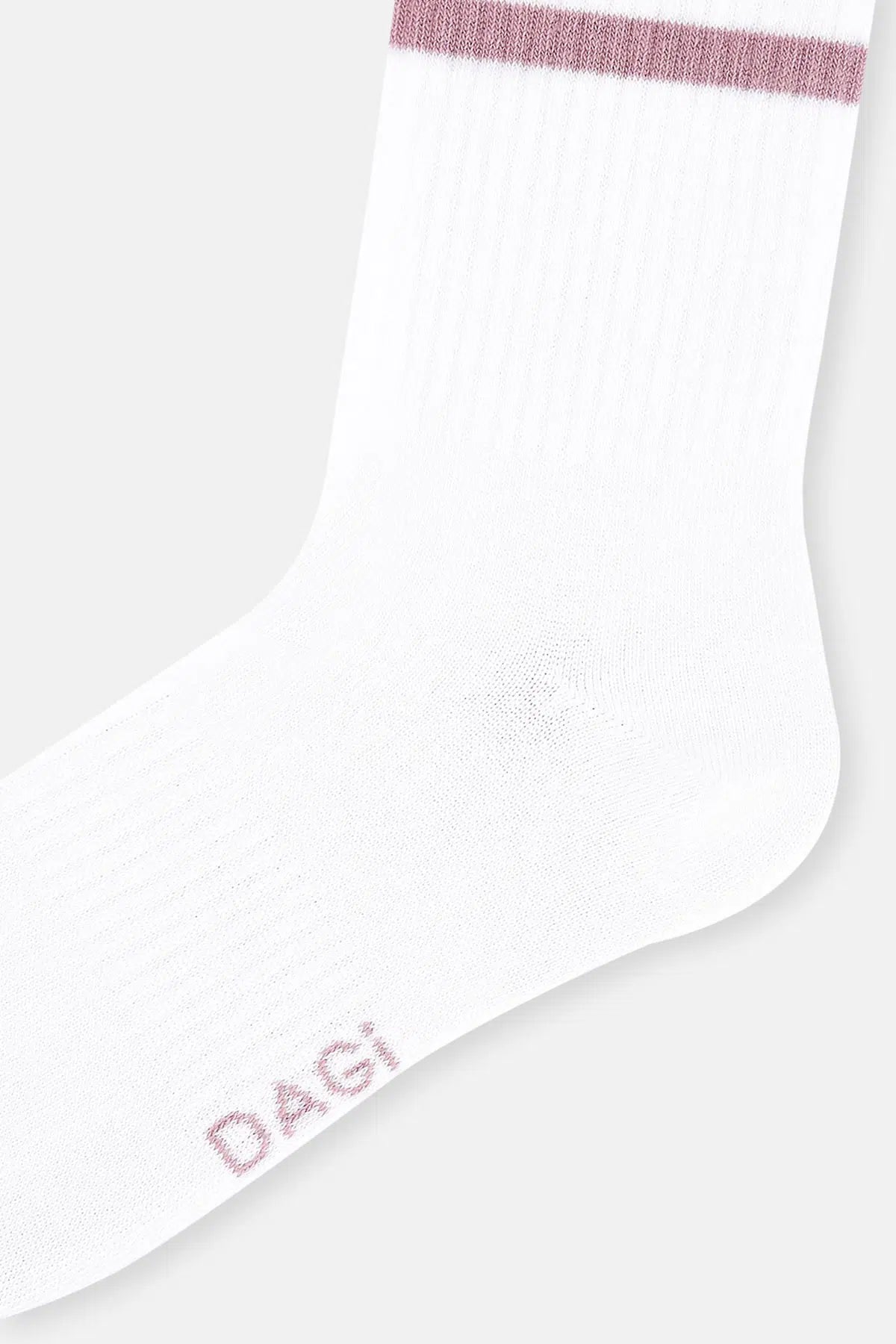 Beyaz Kadın Çizgi Desenli Spor Çorap