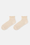 Bej Kadın Buğday Örgülü Patik Çorap