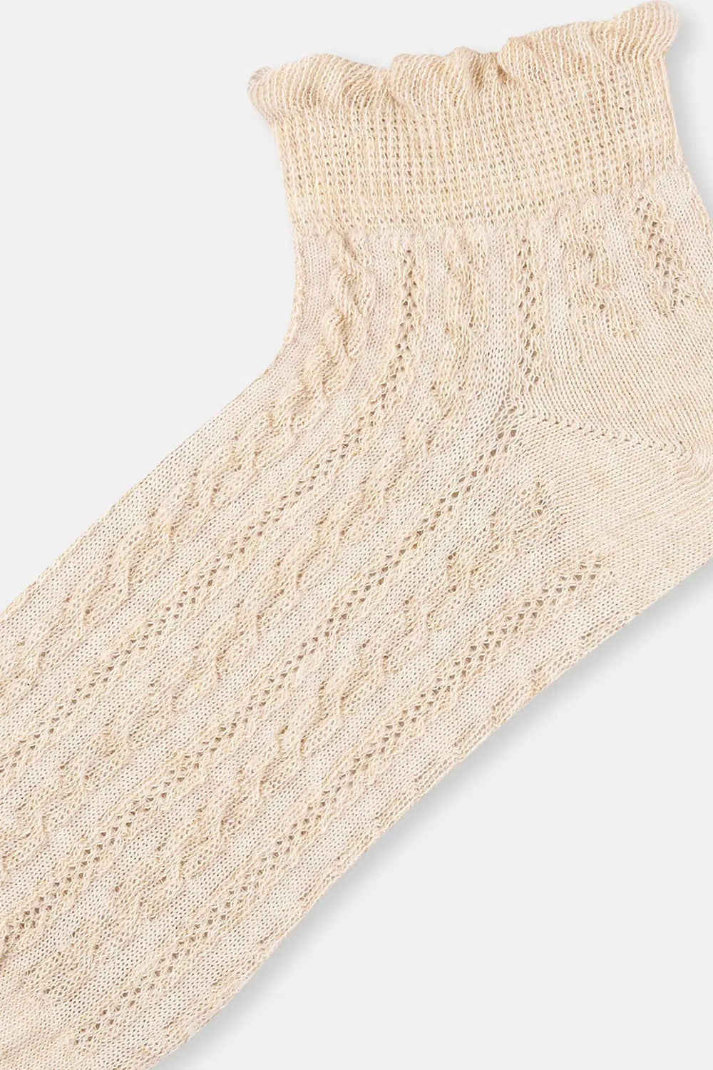 Bej Kadın Buğday Örgülü Patik Çorap