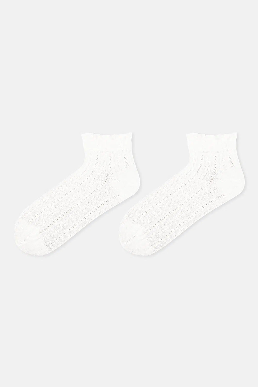 Beyaz Kadın Buğday Örgülü Patik Çorap