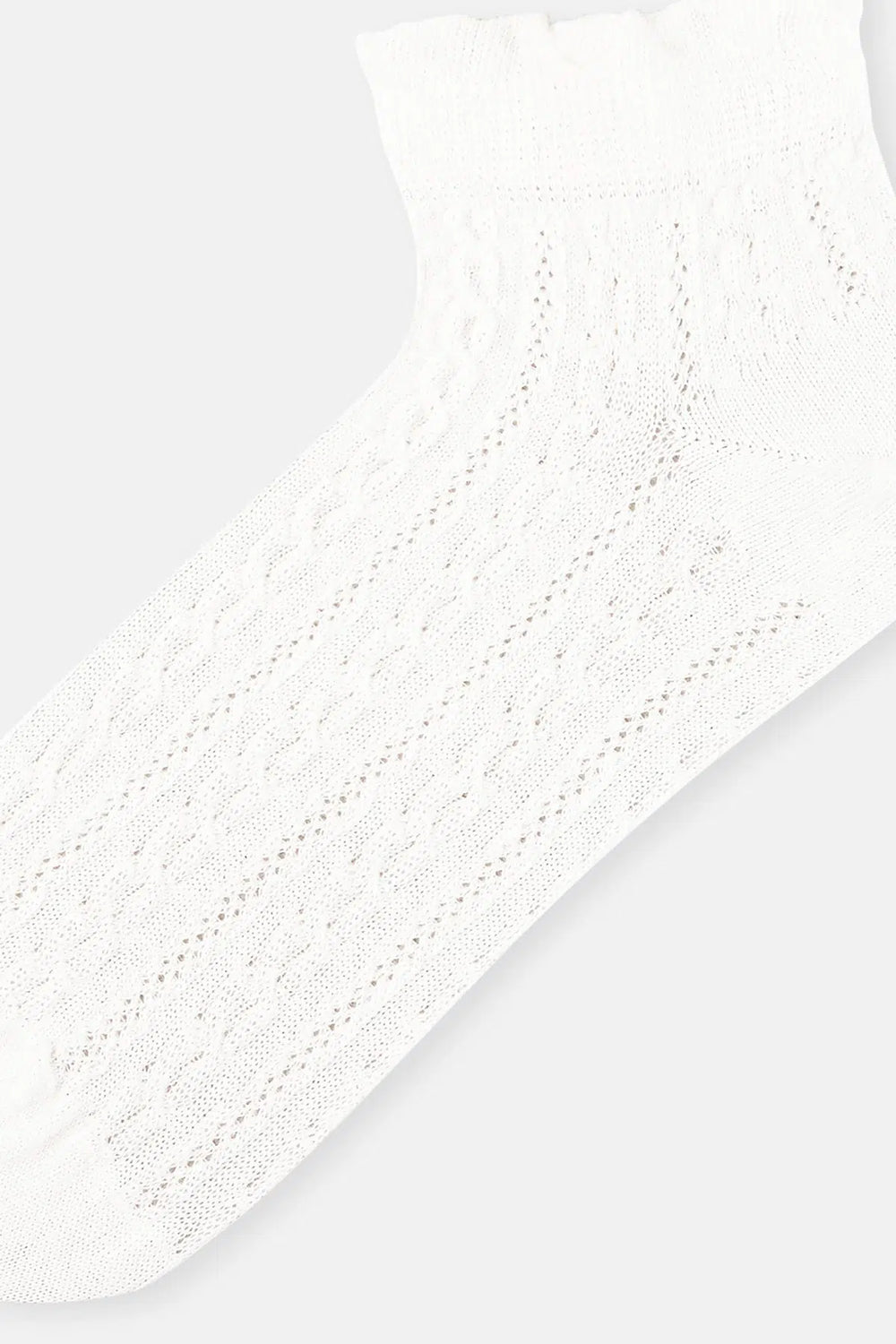 Beyaz Kadın Buğday Örgülü Patik Çorap