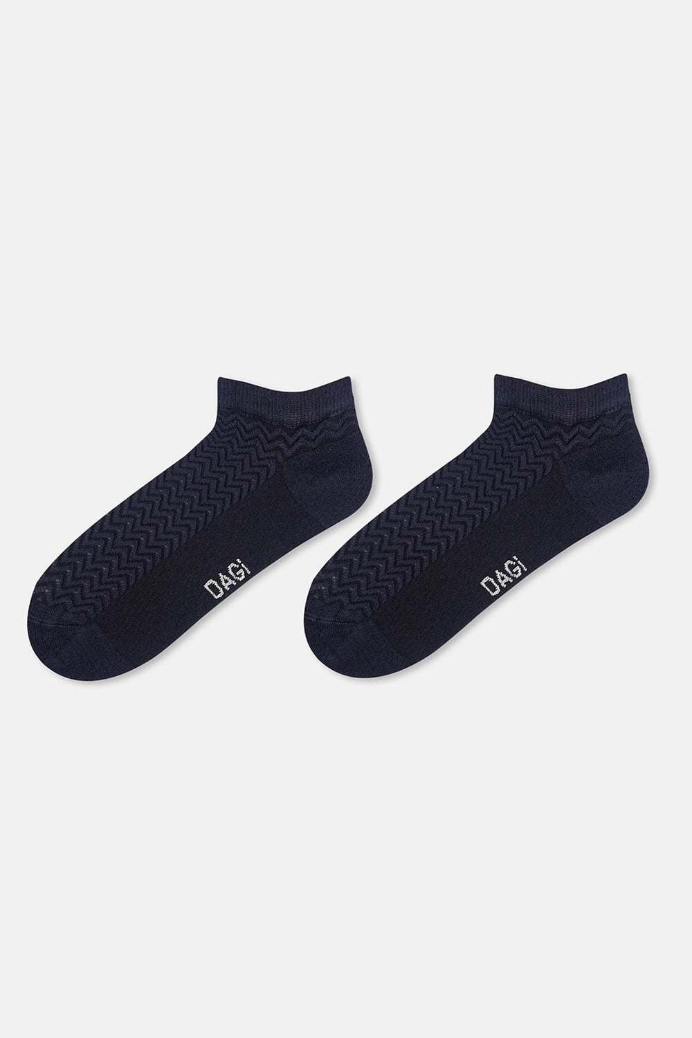 Ekru-Lacivert Kadın 2'li Zigzak Desenli Bambu Patik Çorap
