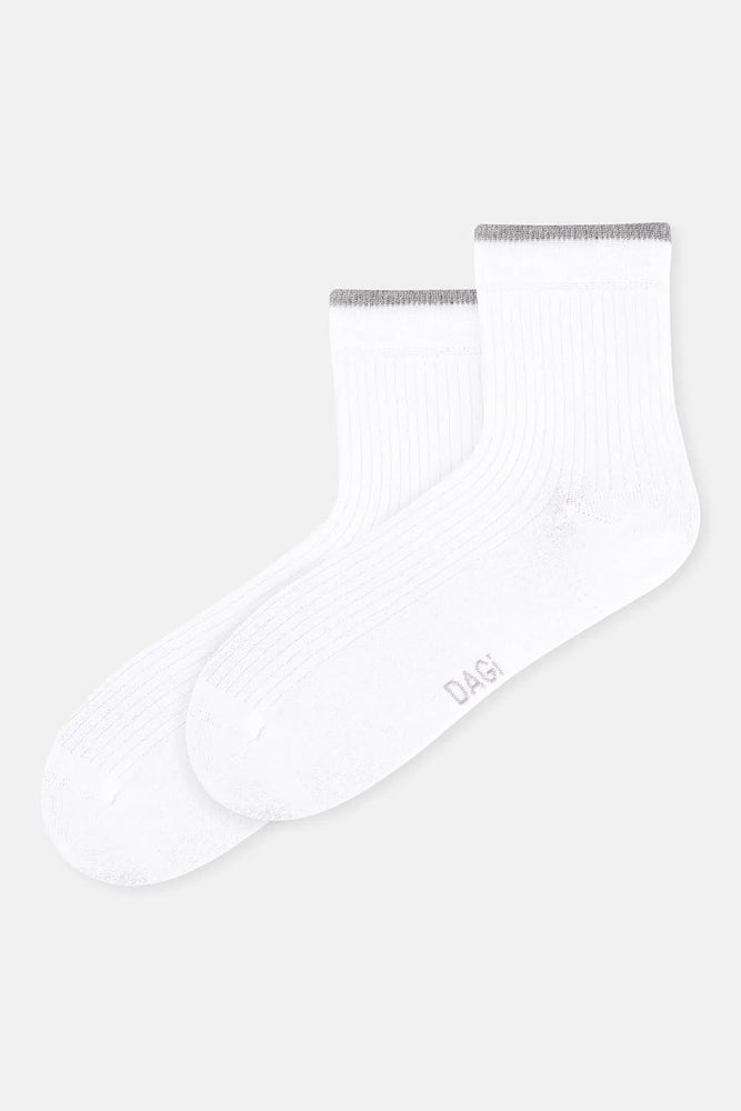 Beyaz Kadın Şerit Desenli Bambu Çorap