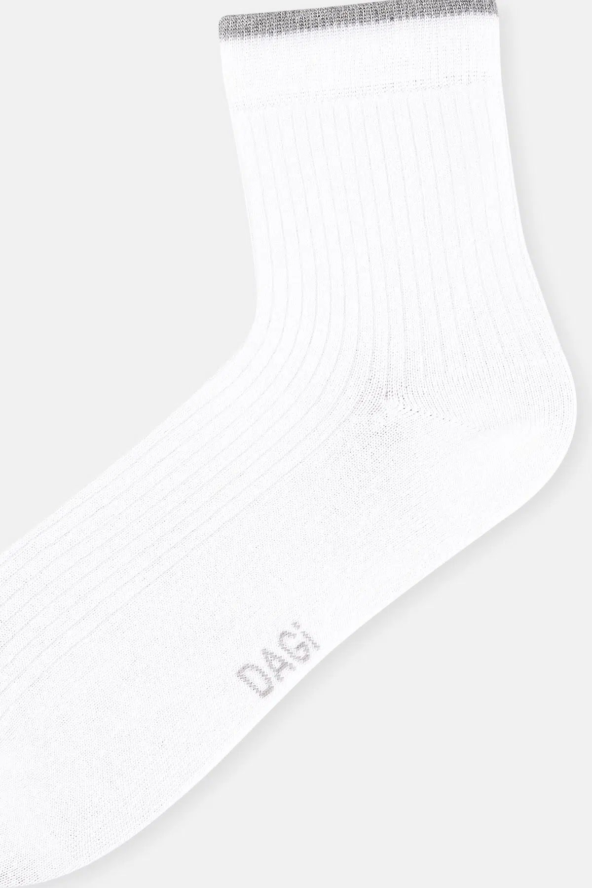 Beyaz Kadın Şerit Desenli Bambu Çorap