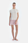 Ekru Nakış Detaylı Dokuma Şortlu Pijama Takımı