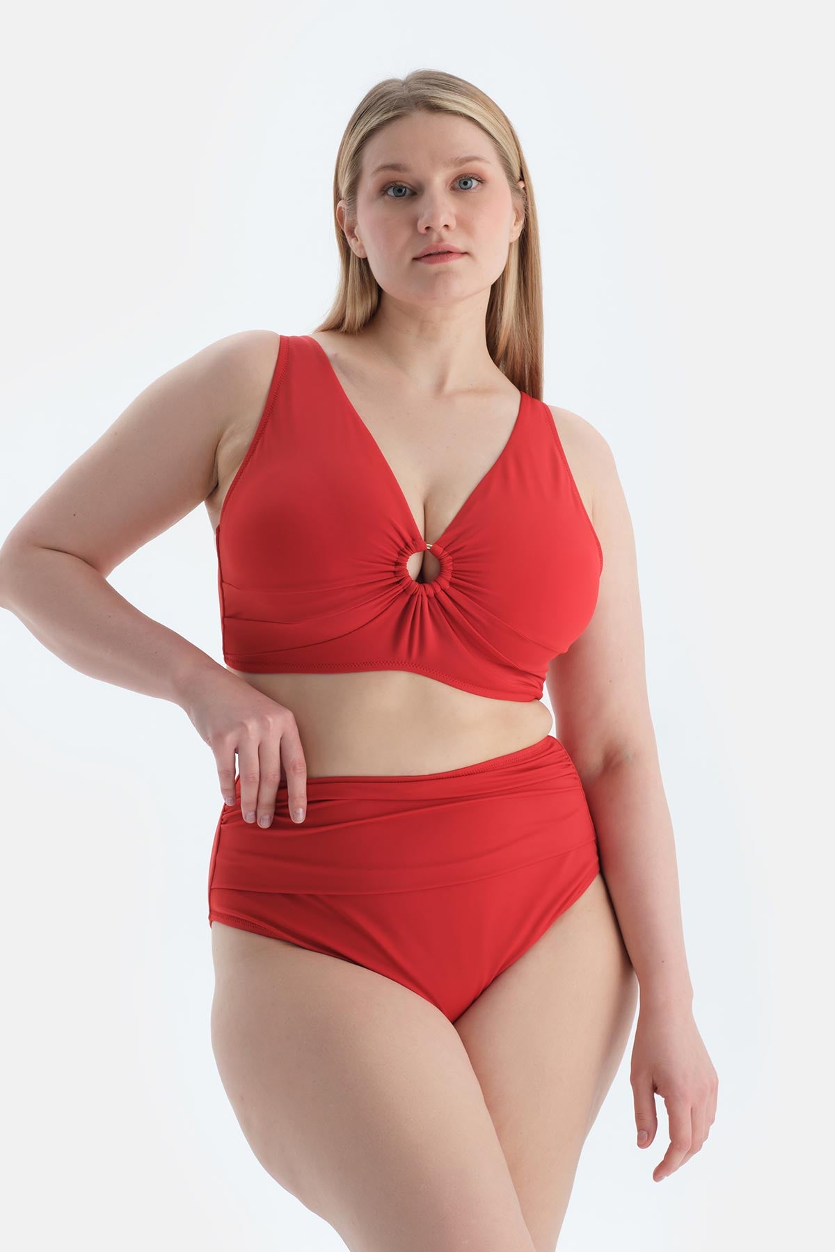 Kırmızı Yüksek Bel Bikini Alt