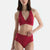 Bordo Tül Detaylı Yüksek Bel Bikini Alt
