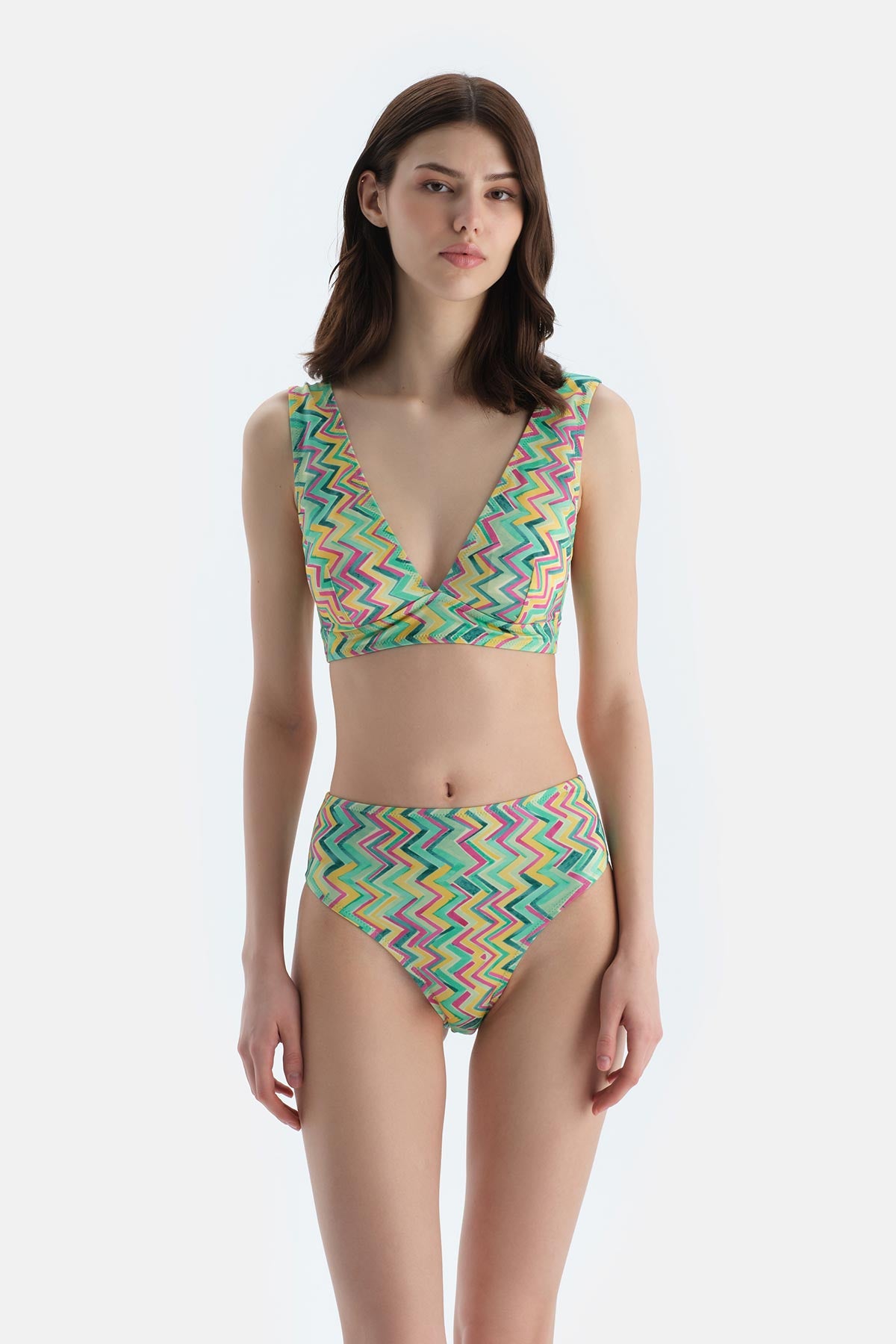 Multicolor Üçgen Geniş Bikini Üst
