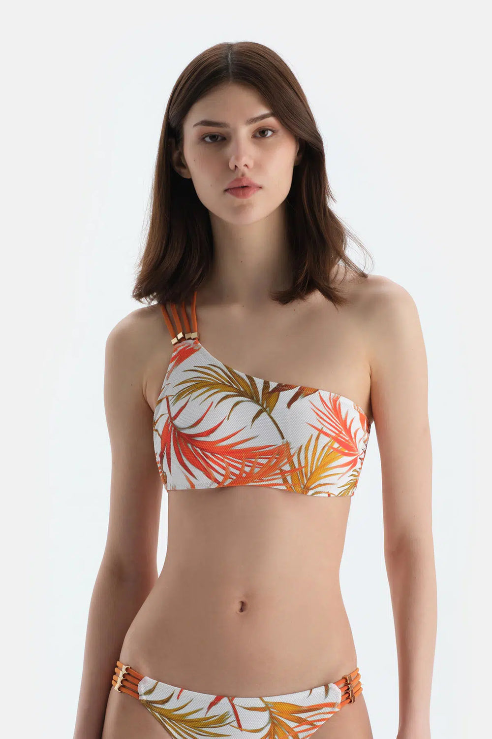 Multicolor Tek Omuz Bikini Üst