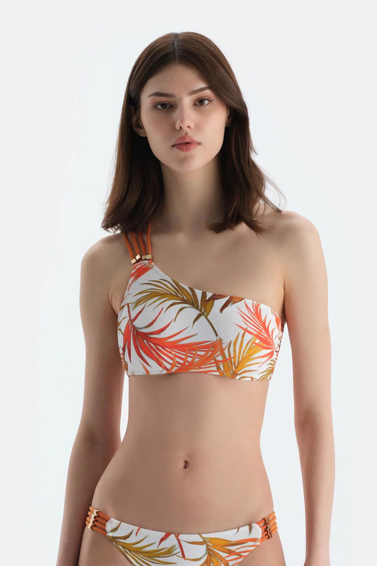 Multicolor Tek Omuz Bikini Üst