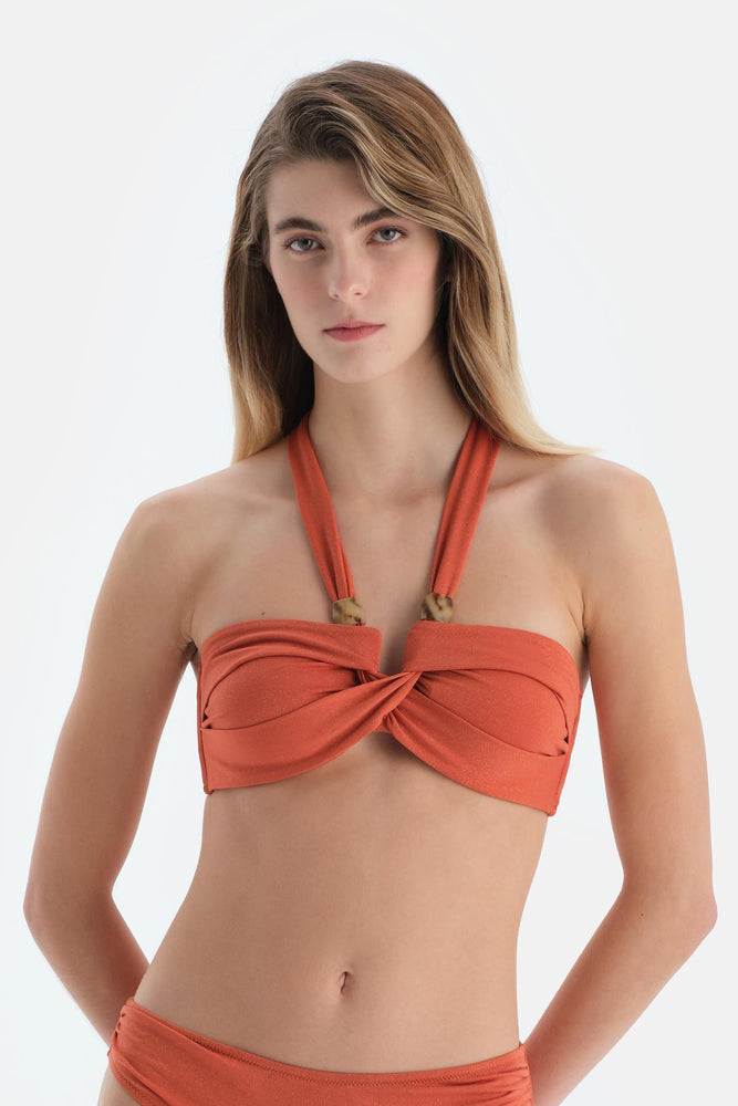Kahverengi Straplez Bikini Üst