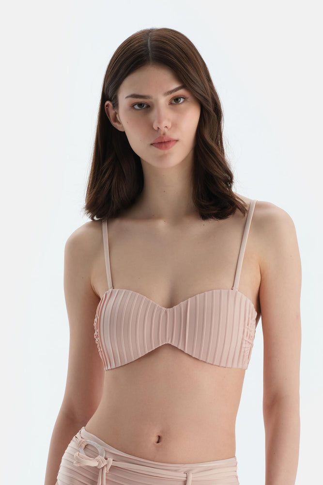 Ekru Straplez Bikini Üst