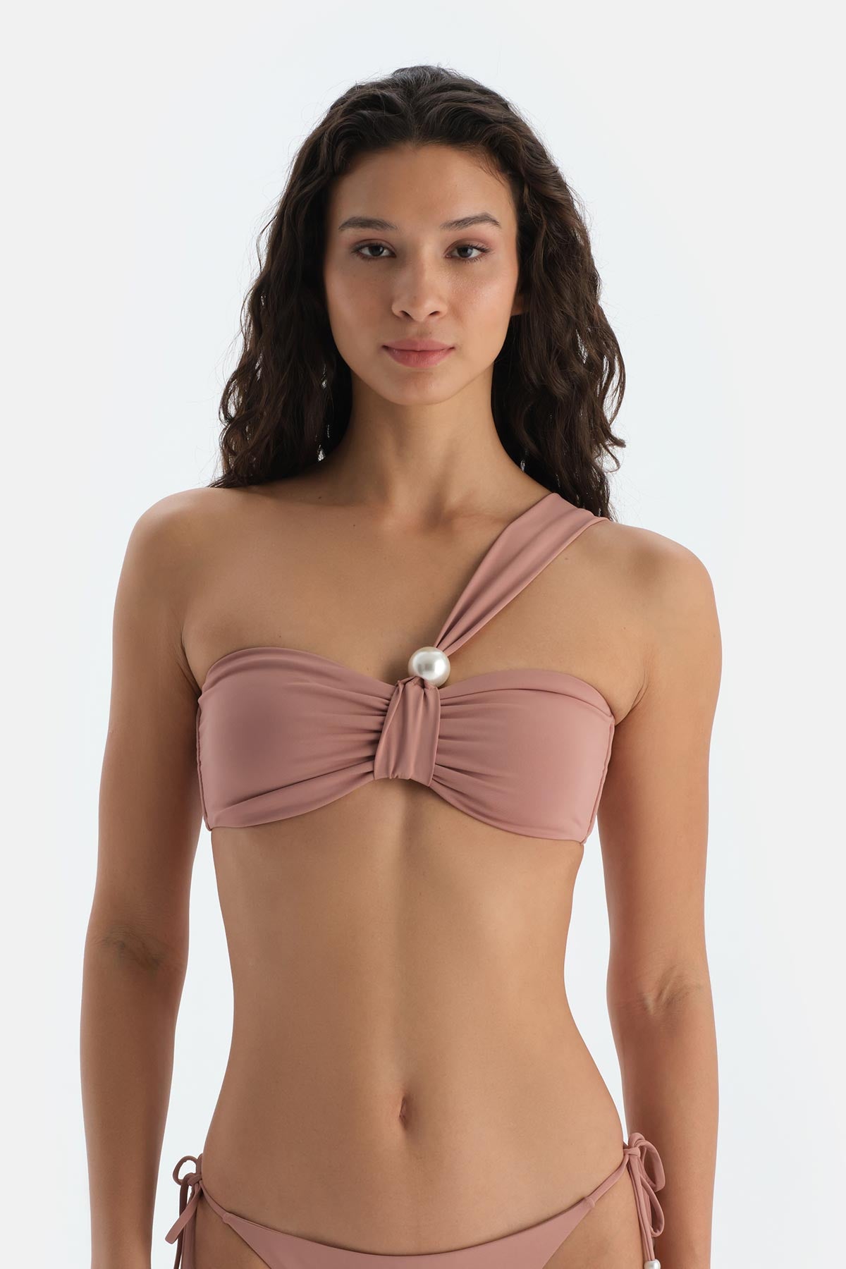 Kahverengi Straplez Bikini Üst