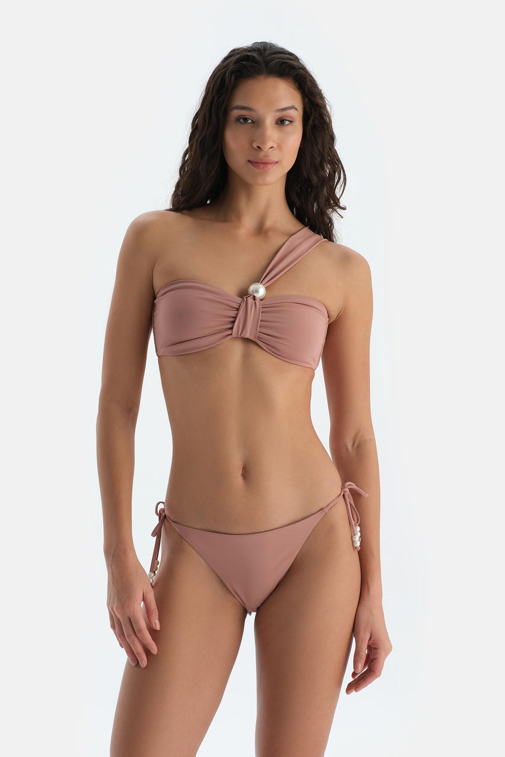 Kahverengi Straplez Bikini Üst