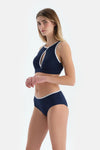 Lacivert Halter Yaka Bikini Üst