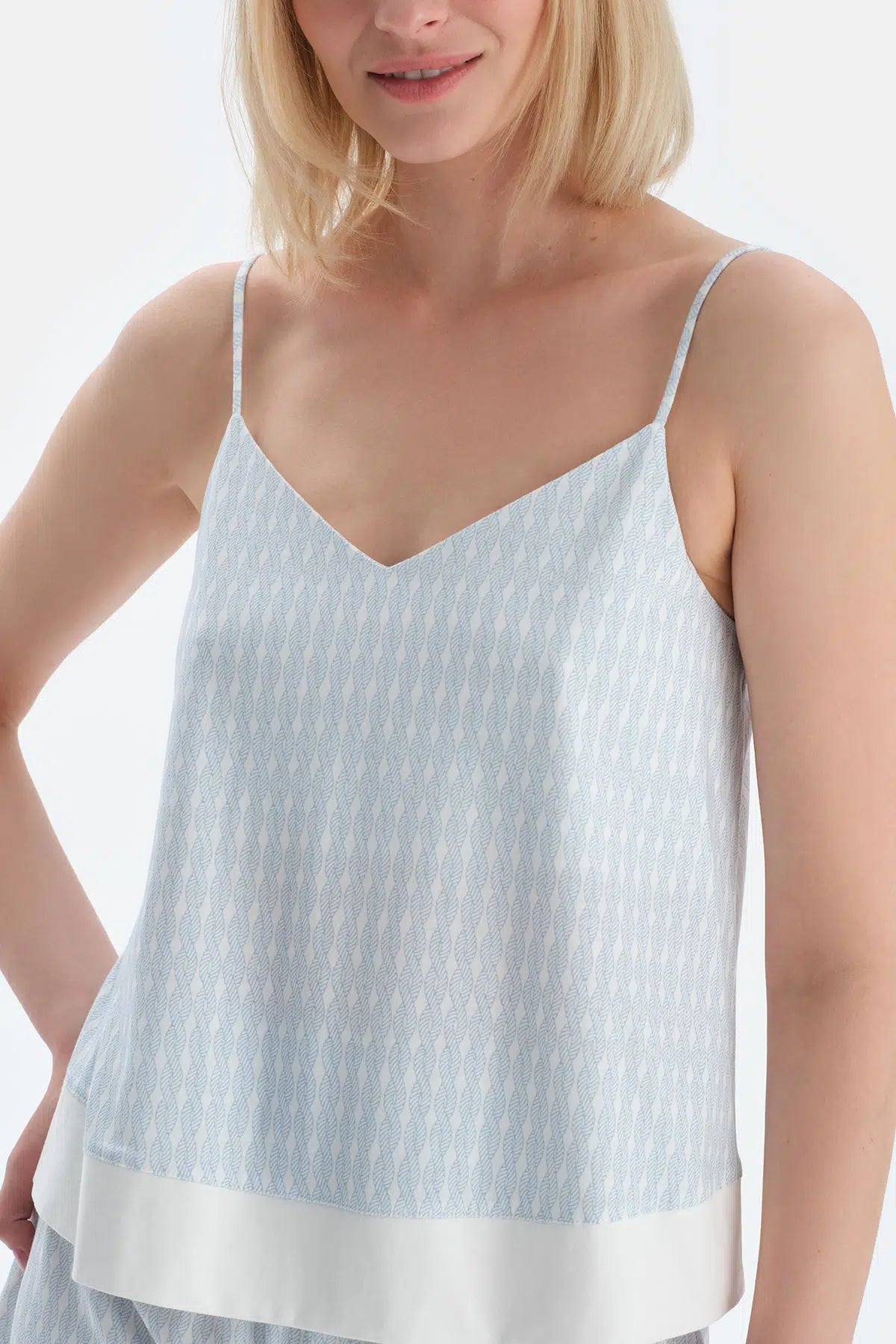 Açık Mavi Halat Desenli Atlet Şort Pijama Takımı