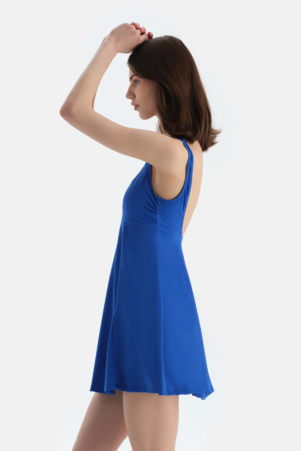 Sax Mavisi Kare Yaka Elbiseli Mayo