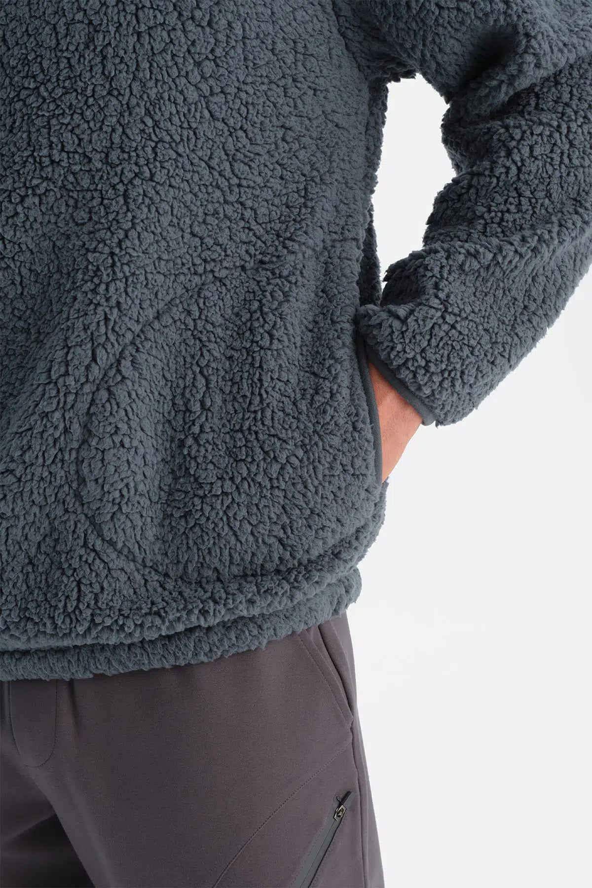 Füme Erkek Yarım Fermuarlı Sweatshırt
