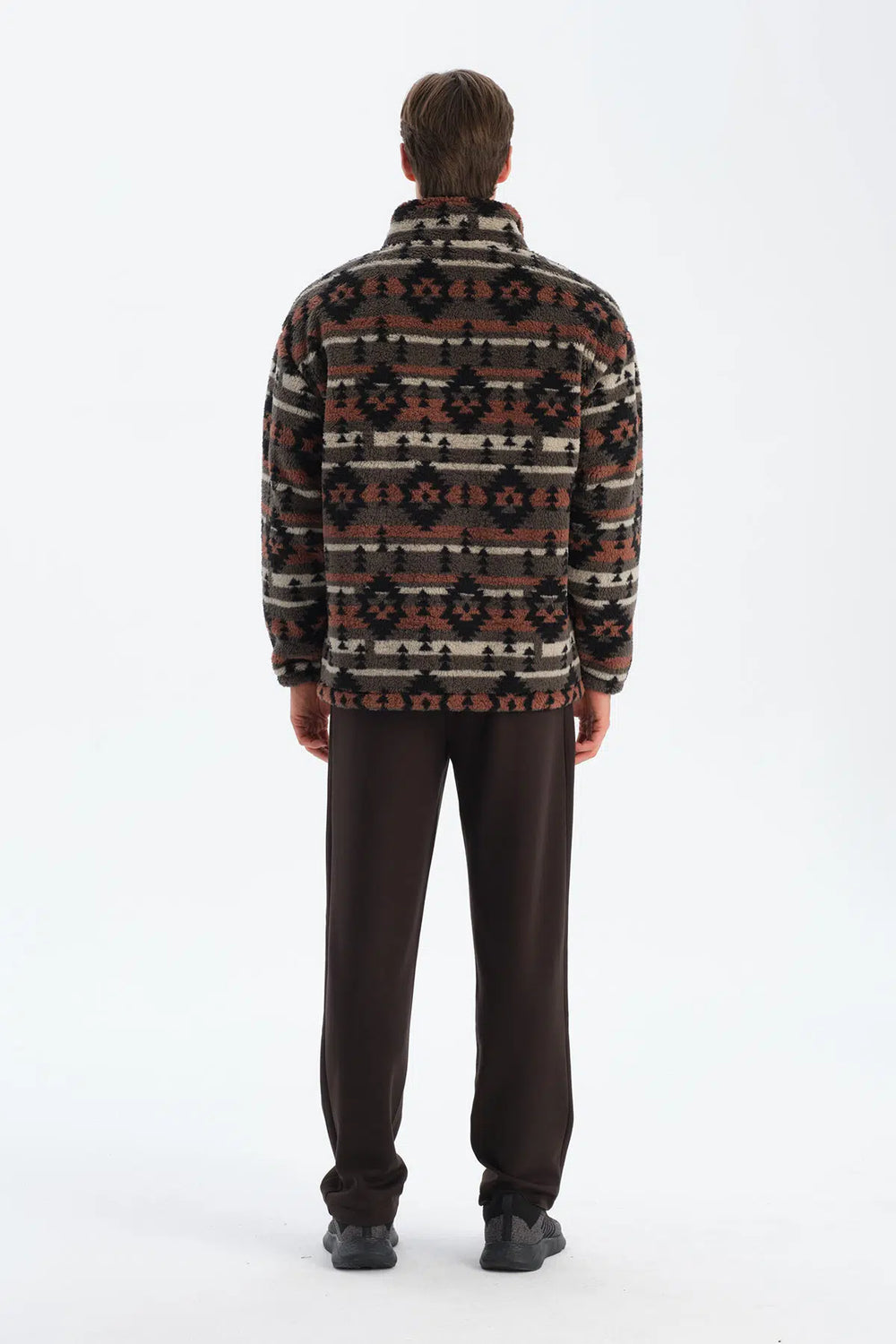 ERKEK ETNİK DESEN BASKILI POLAR SWEATSHIRT