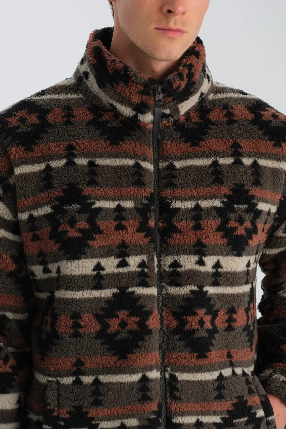 ERKEK ETNİK DESEN BASKILI POLAR SWEATSHIRT