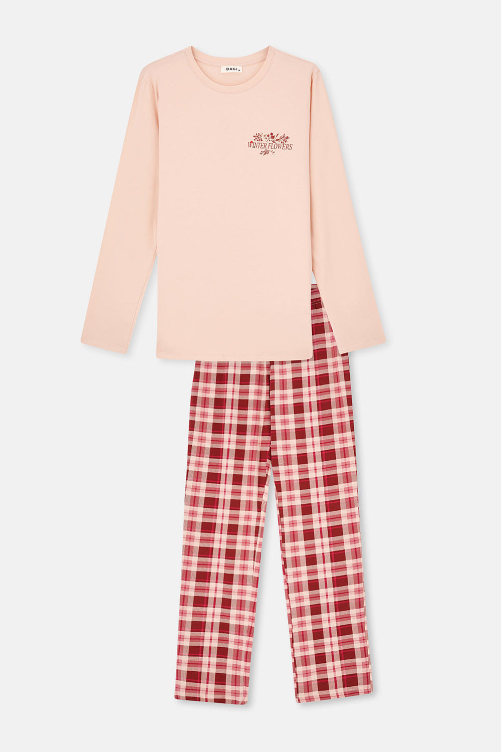 Pudra Uzun Kollu Pijama Takımı