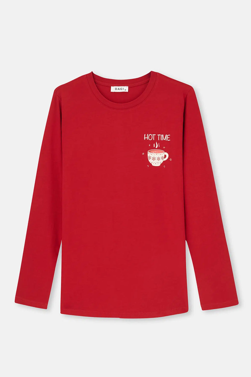 Kırmızı Kadın Uzun Kollu Pijama Takımı