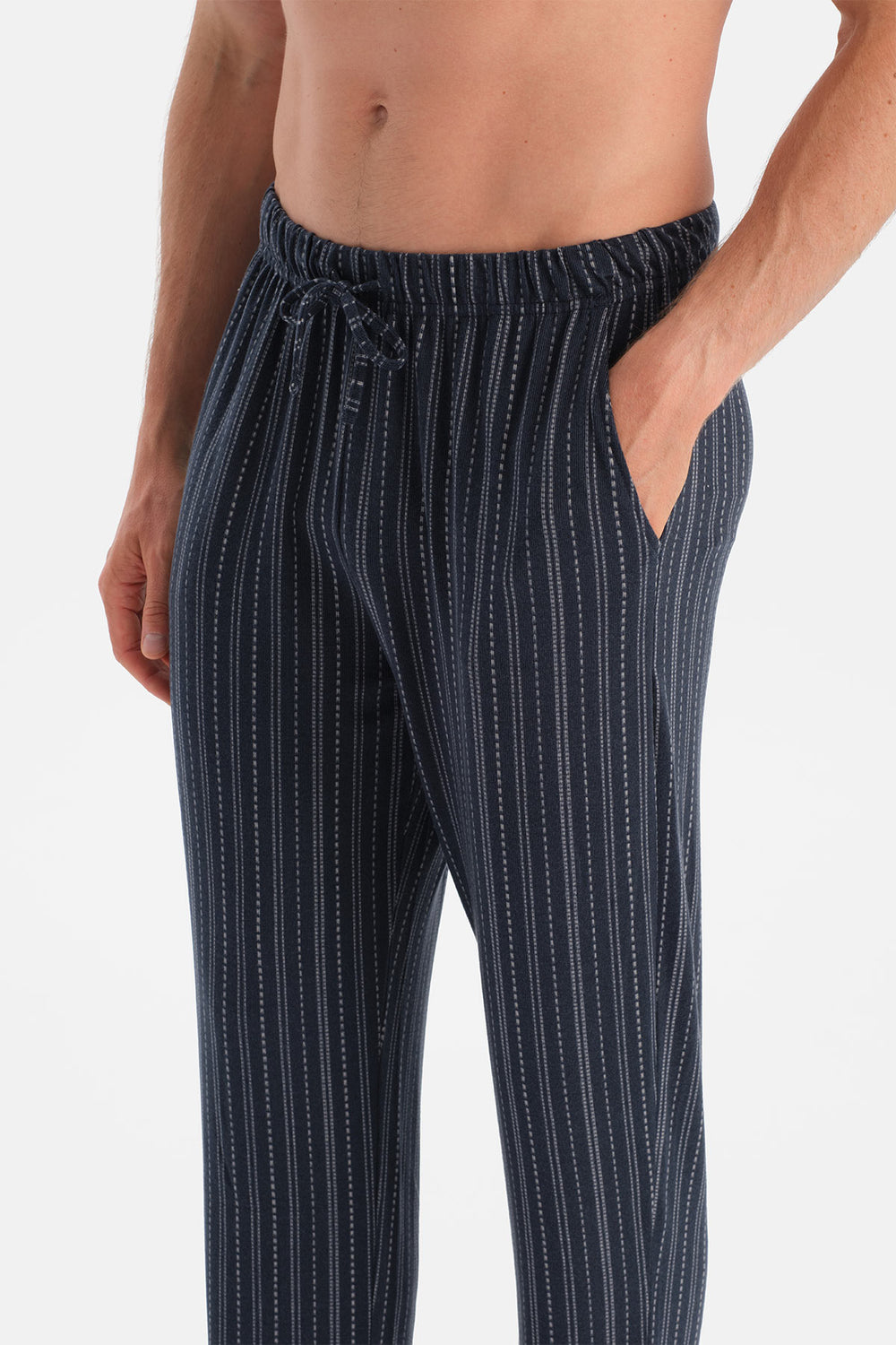 Gri Dikiş Detaylı Bisiklet Yaka Termal Tişört Pantolon Pijama Takımı