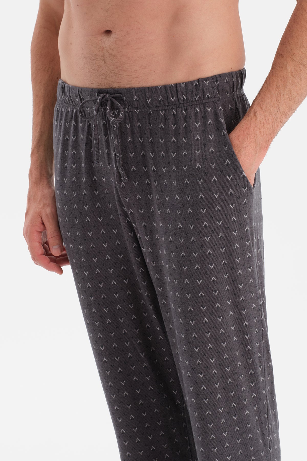 Antrasıt Dikiş Detaylı Ve Patlı Termal Tişört Pantolon Pijama Takımı