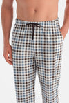 Gri Melanj Dikiş Detaylı Waffle Tişört Pantolon Pijama Takımı