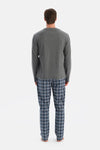 Antrasit Melanj Dikiş Detaylı Waffle Tişört Pantolon Pijama Takımı