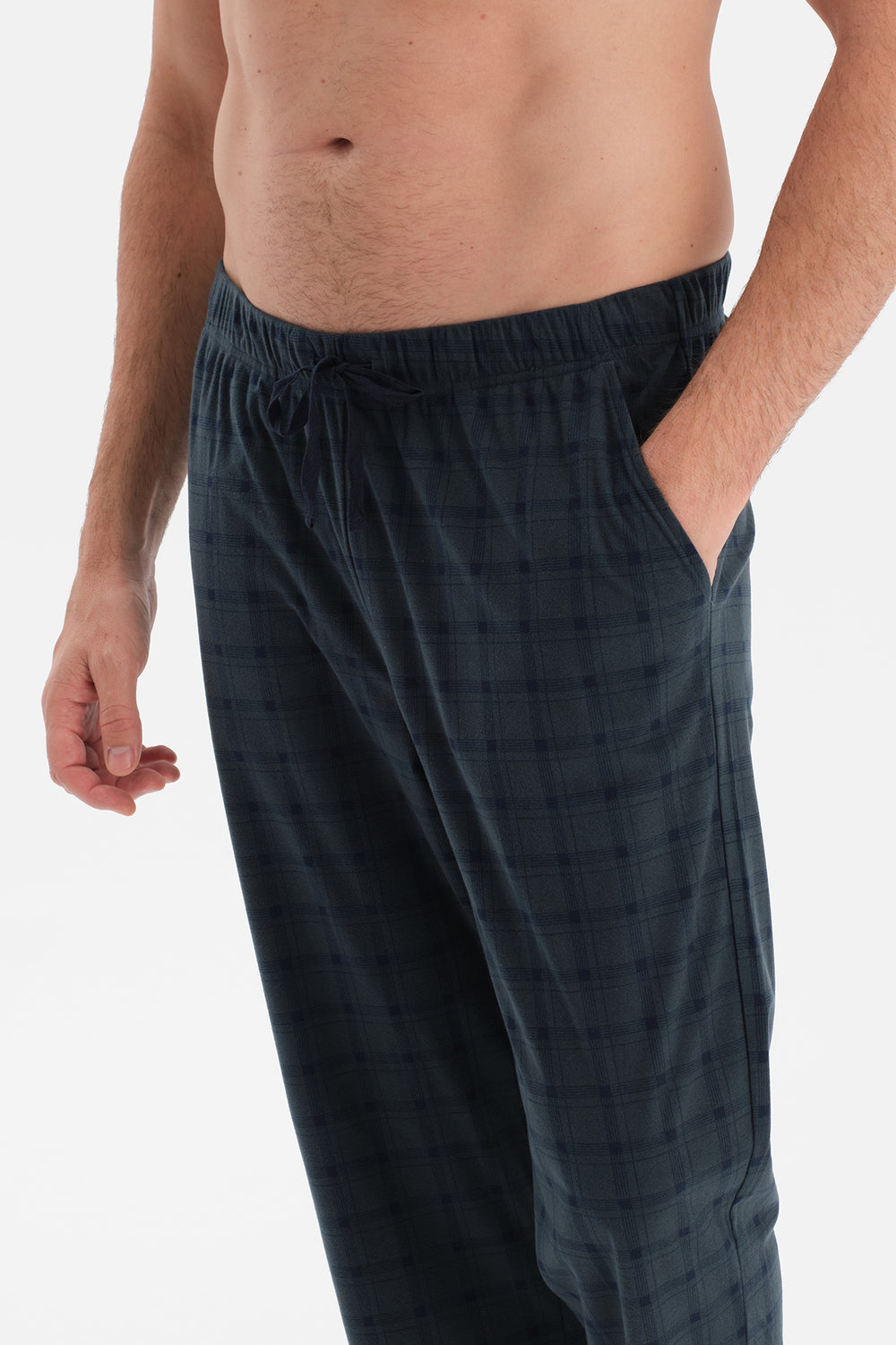 Lacivert Dikiş Detaylı Waffle Tişört Pantolon Pijama Takımı