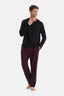 Siyah Dikiş Detaylı Ve Patlı Termal Tişört Pantolon Pijama Takımı