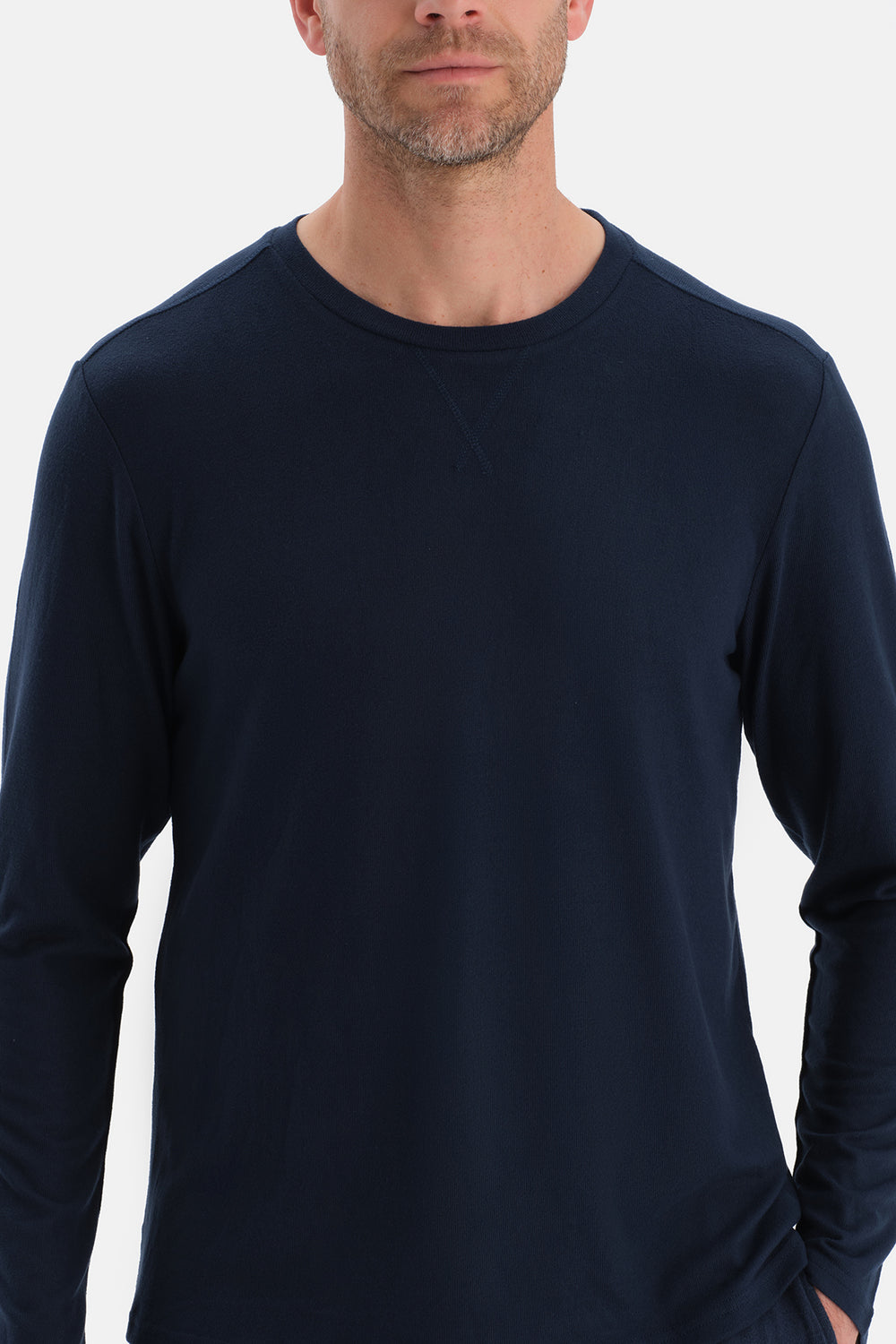 Lacivert Dikiş Detaylı Uzun Kollu Termal Tişört Pantolon Pijama Takımı