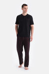 Siyah Kısa Kollu Patlı Tişört Pantolon Takım