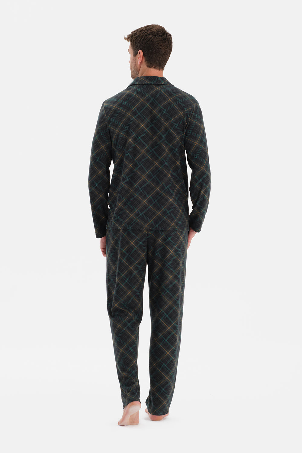 Koyu Yeşil Ekose Termal Gömlek Pantolon Pijama Takımı