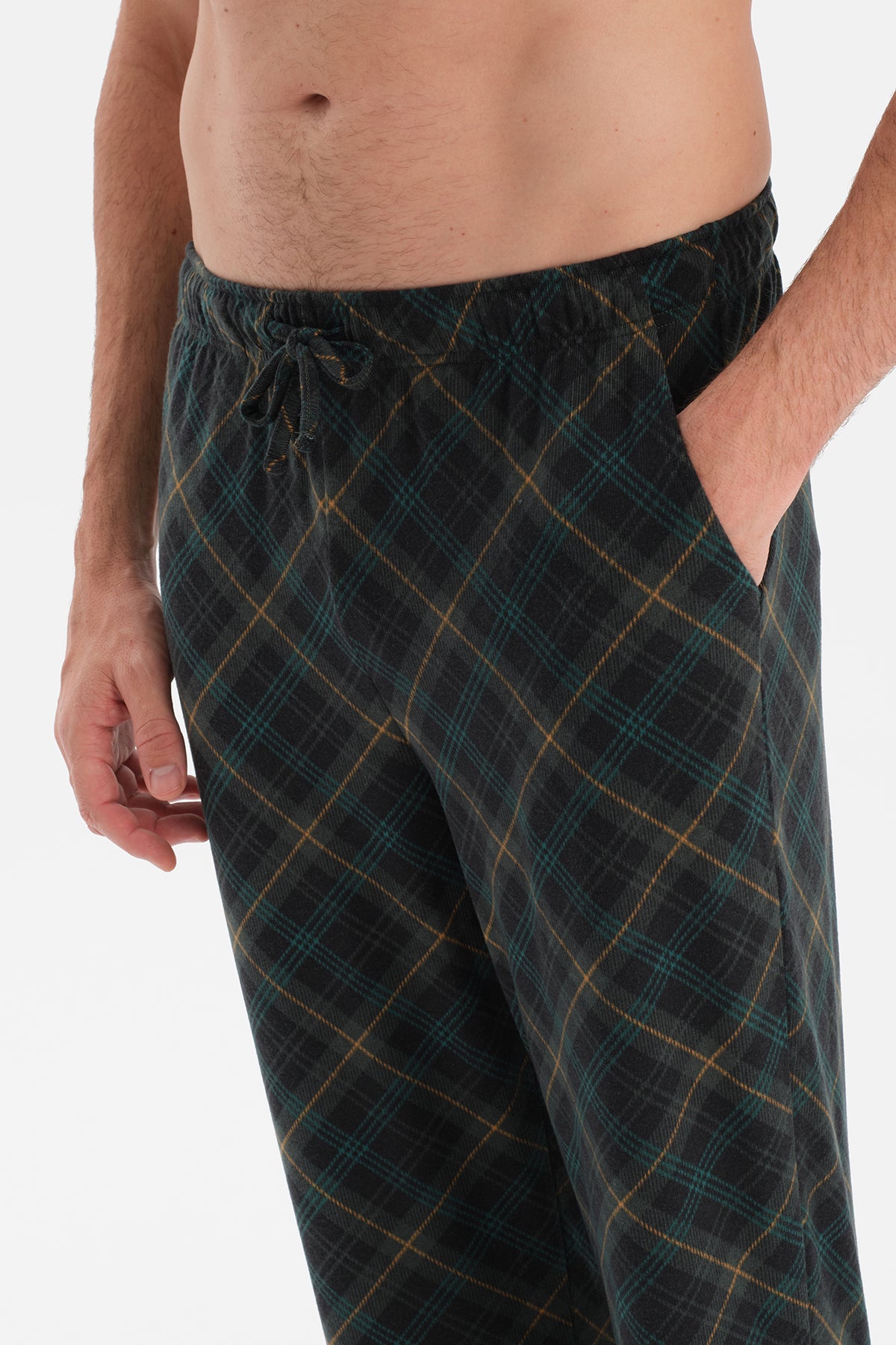 Koyu Yeşil Ekose Termal Gömlek Pantolon Pijama Takımı