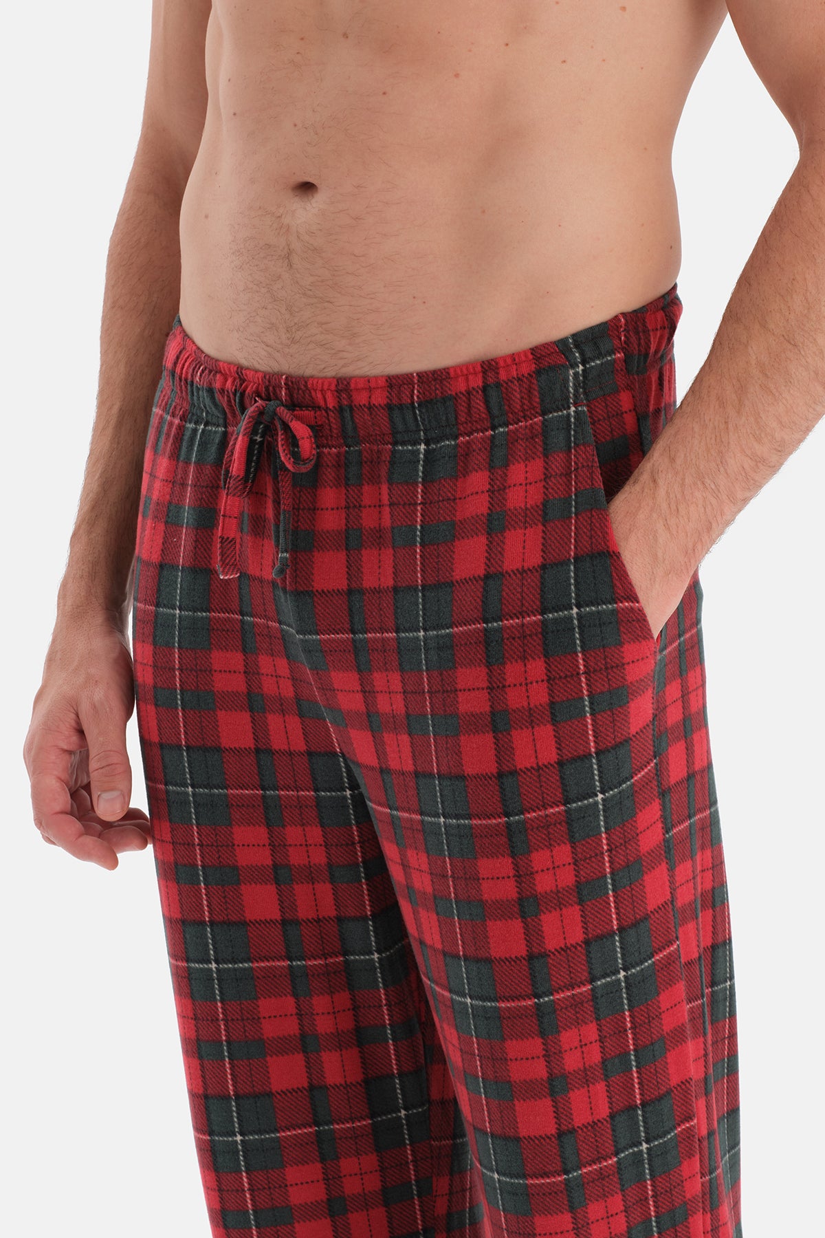 Kırmızı Ekose Termal Gömlek Pantolon Pijama Takımı