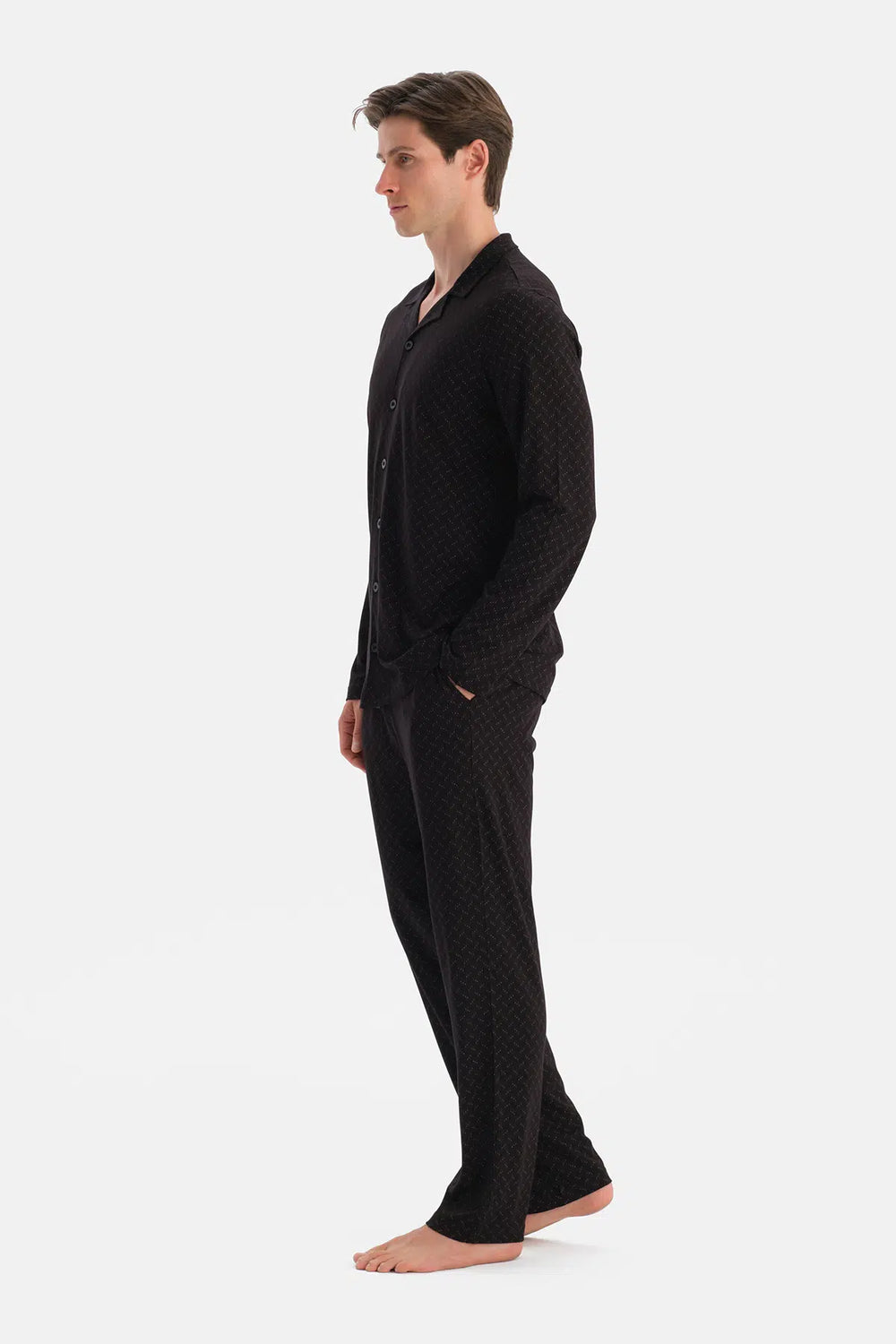 Siyah Uzun Kollu Gömlek Pantolon Takım