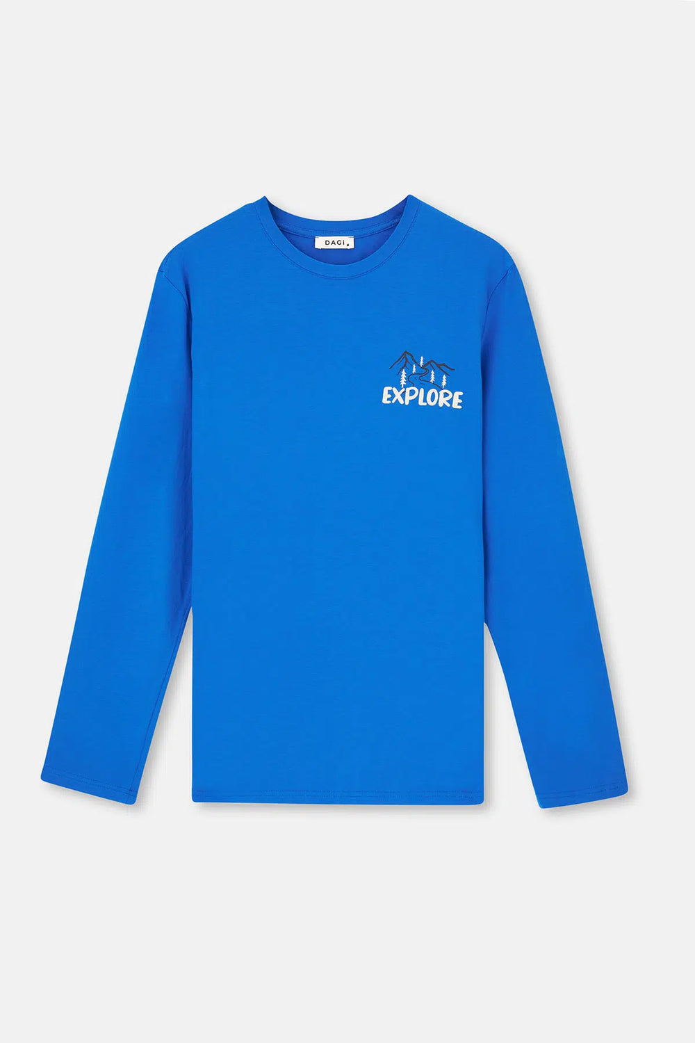 Mavi Erkek Uzun Kollu Pijama Takımı