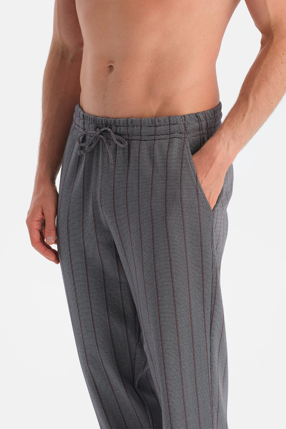 Bordo Uzun Kollu V Yaka Tişört Pantolon Takım