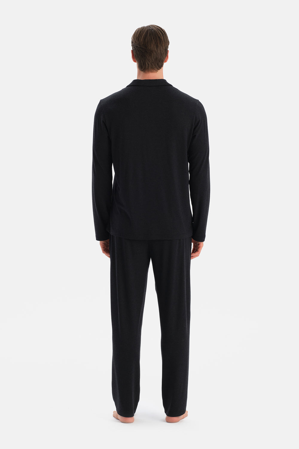 Antrasit Melanj Travel Soft Touch Gömlek Pantolon Pijama Seti