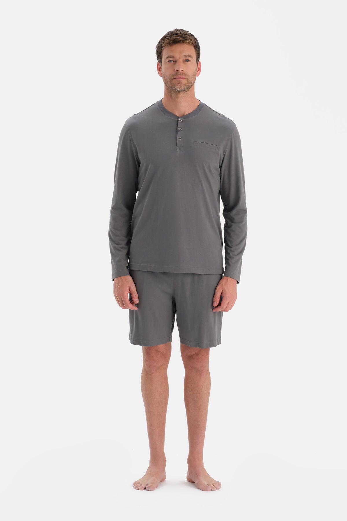 UZUN KOLLU ÜÇLÜ PİJAMA TAKIM