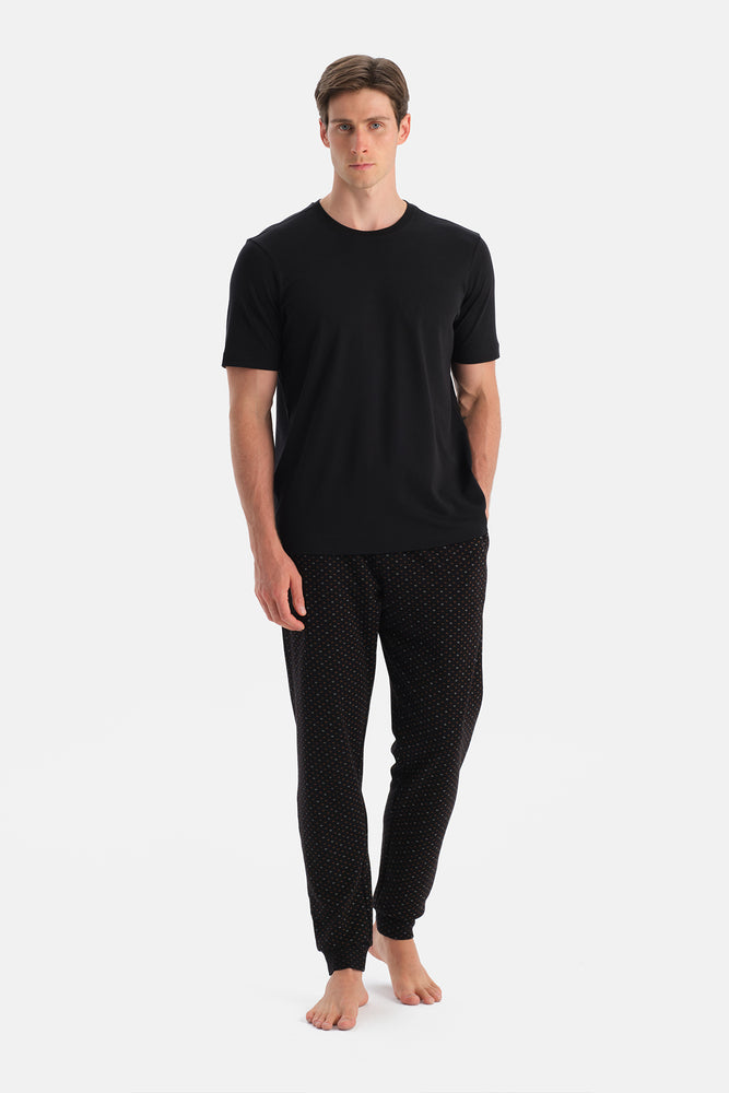 MIKROPRINT DESENLİ İNTERLOK PANTOLON
