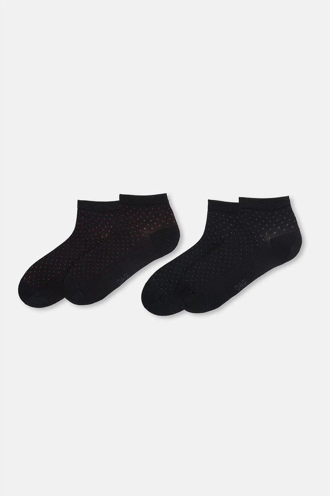 Siyah Erkek 2'li Puantiye Desen Bambu Çorap